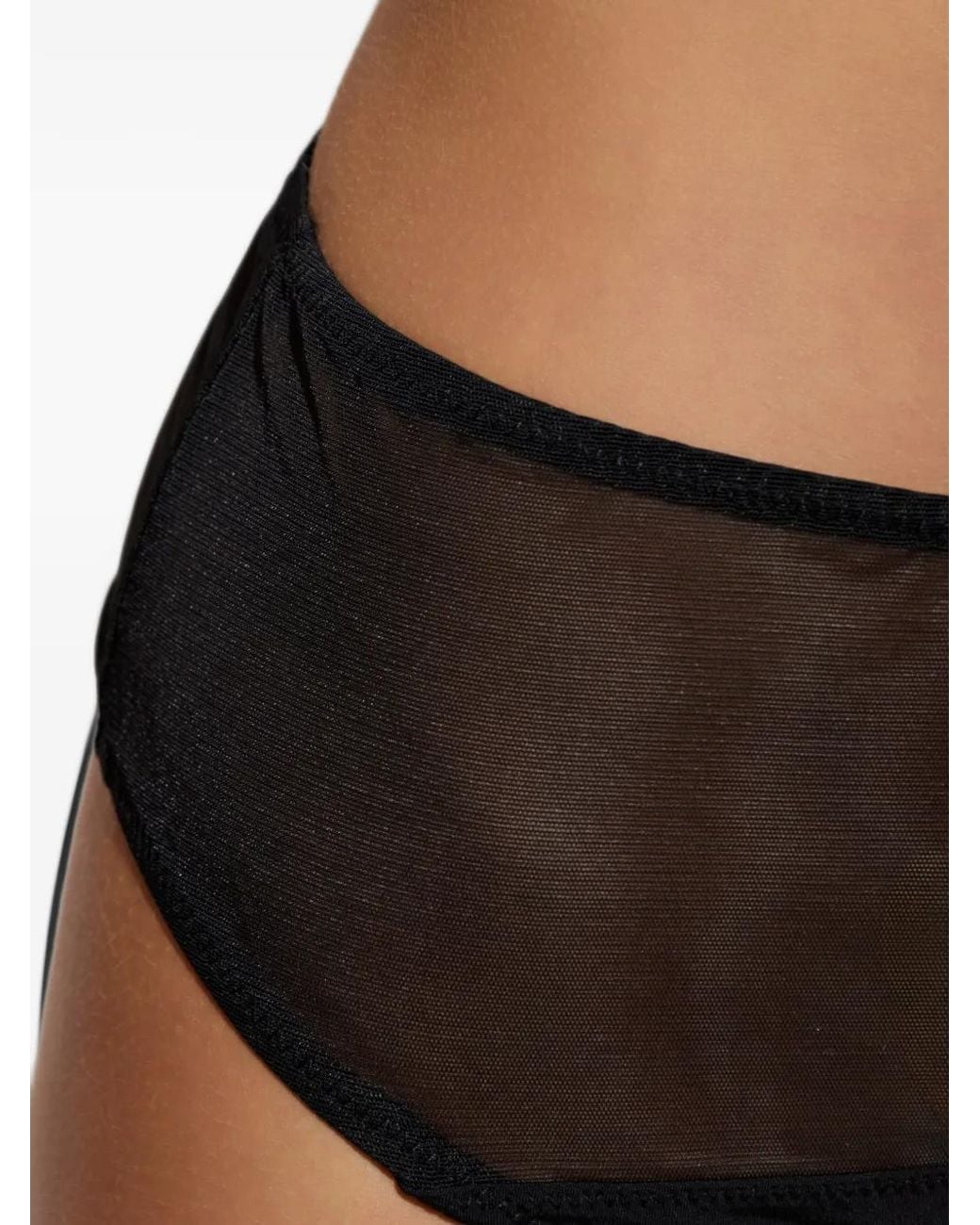 Heist Black Sheer-Panel Thong