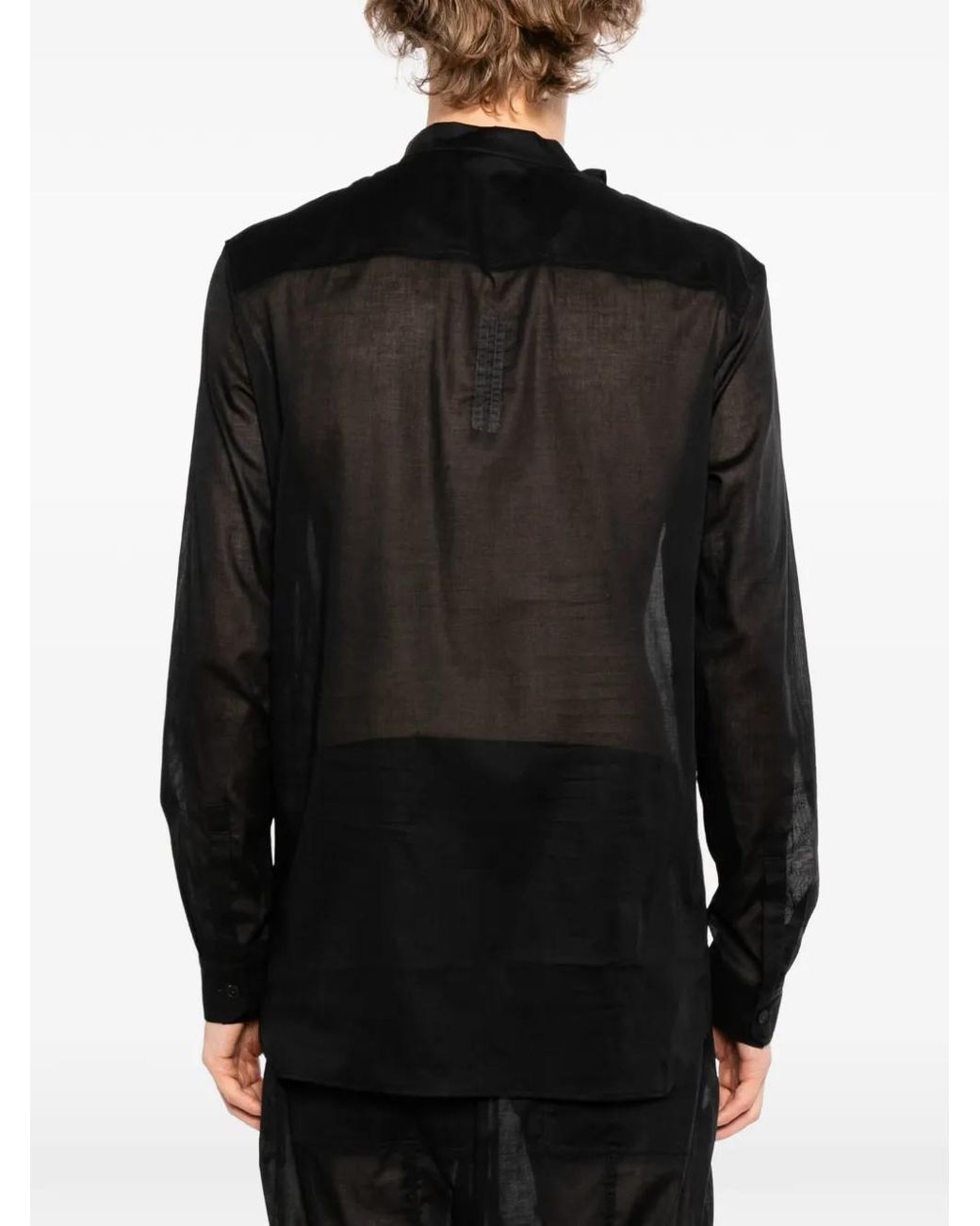 Rick Owens Black High Neck Island Shirt for men
