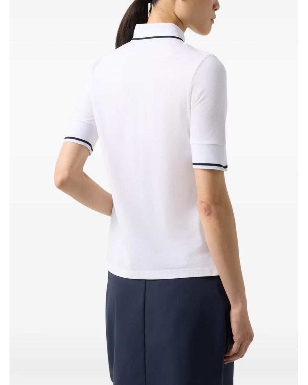 Bogner White Elenor Stripe-Trim Polo Shirt