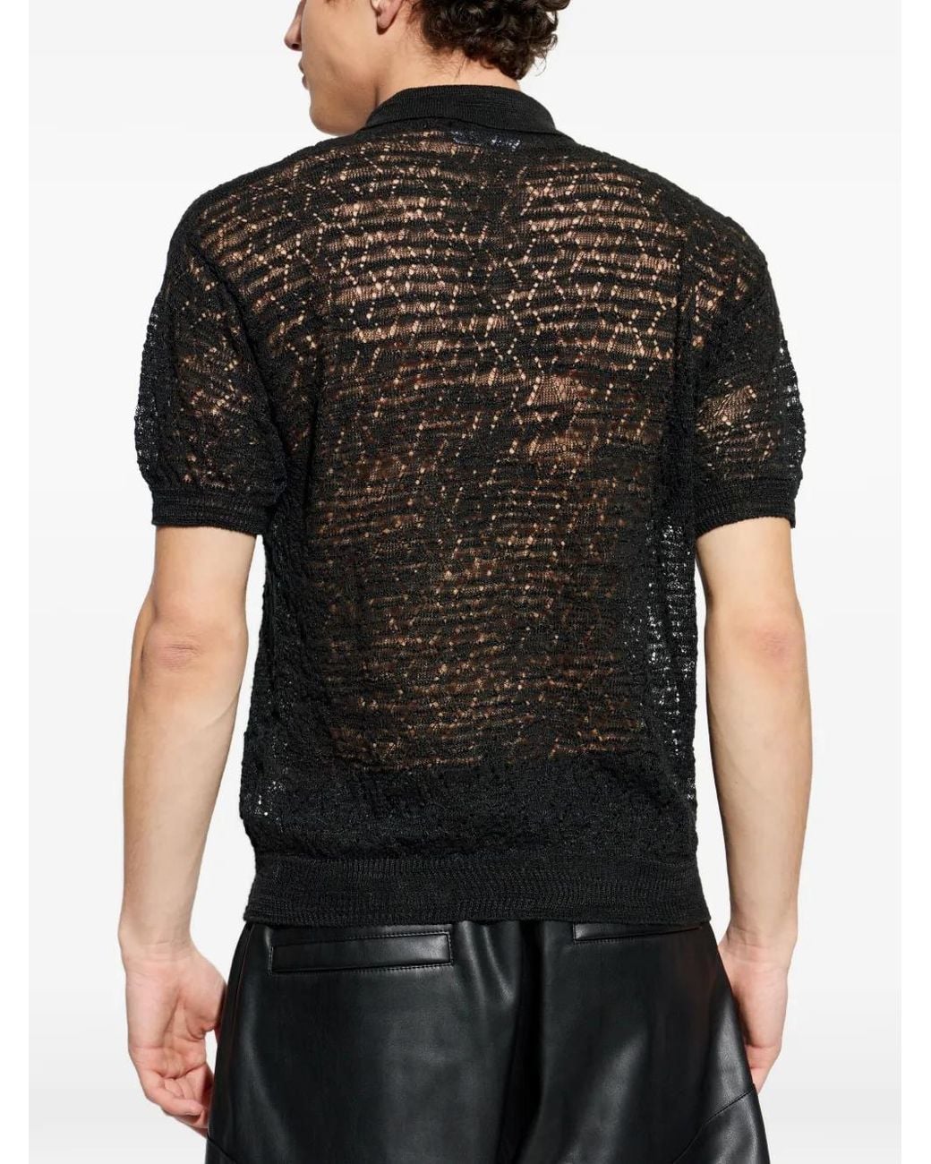 DSquared² Black Button-Up Open-Knit Shirt for men