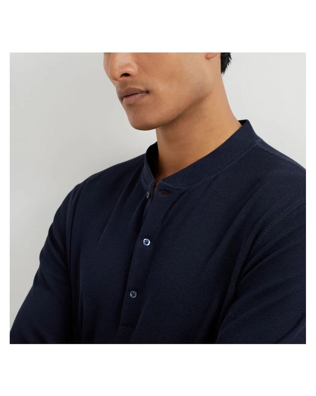 Brunello Cucinelli Blue Long-Sleeve Polo Shirt for men