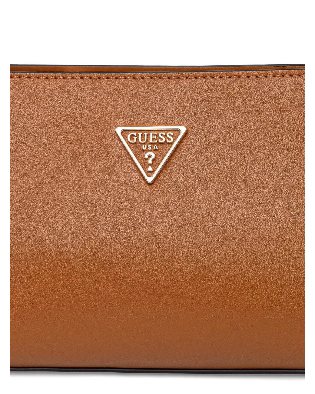 Guess Brown Logo-Plaque Satchel