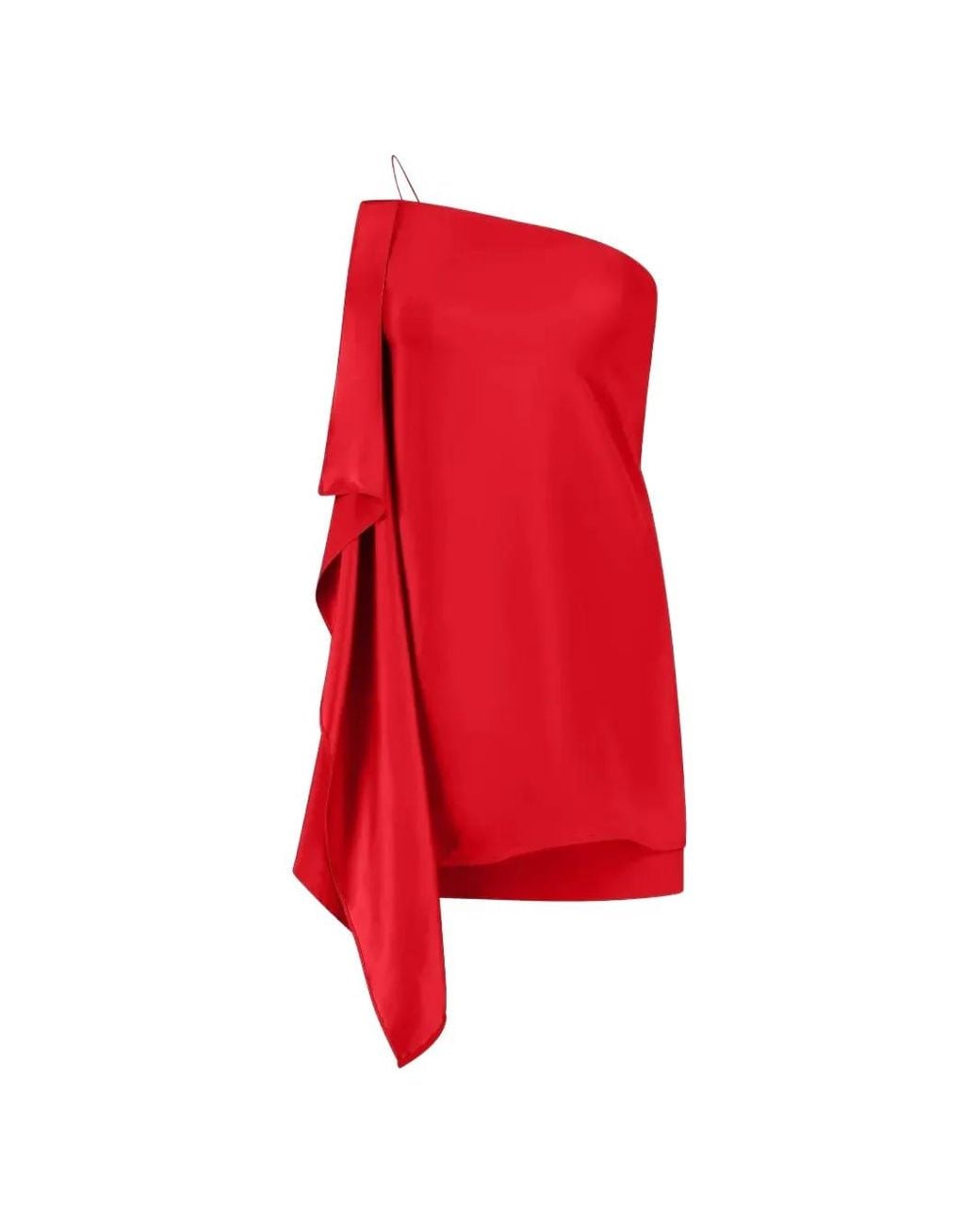 GAUGE81 Red Misaki One-Shoulder Asymmetric Mini Dress