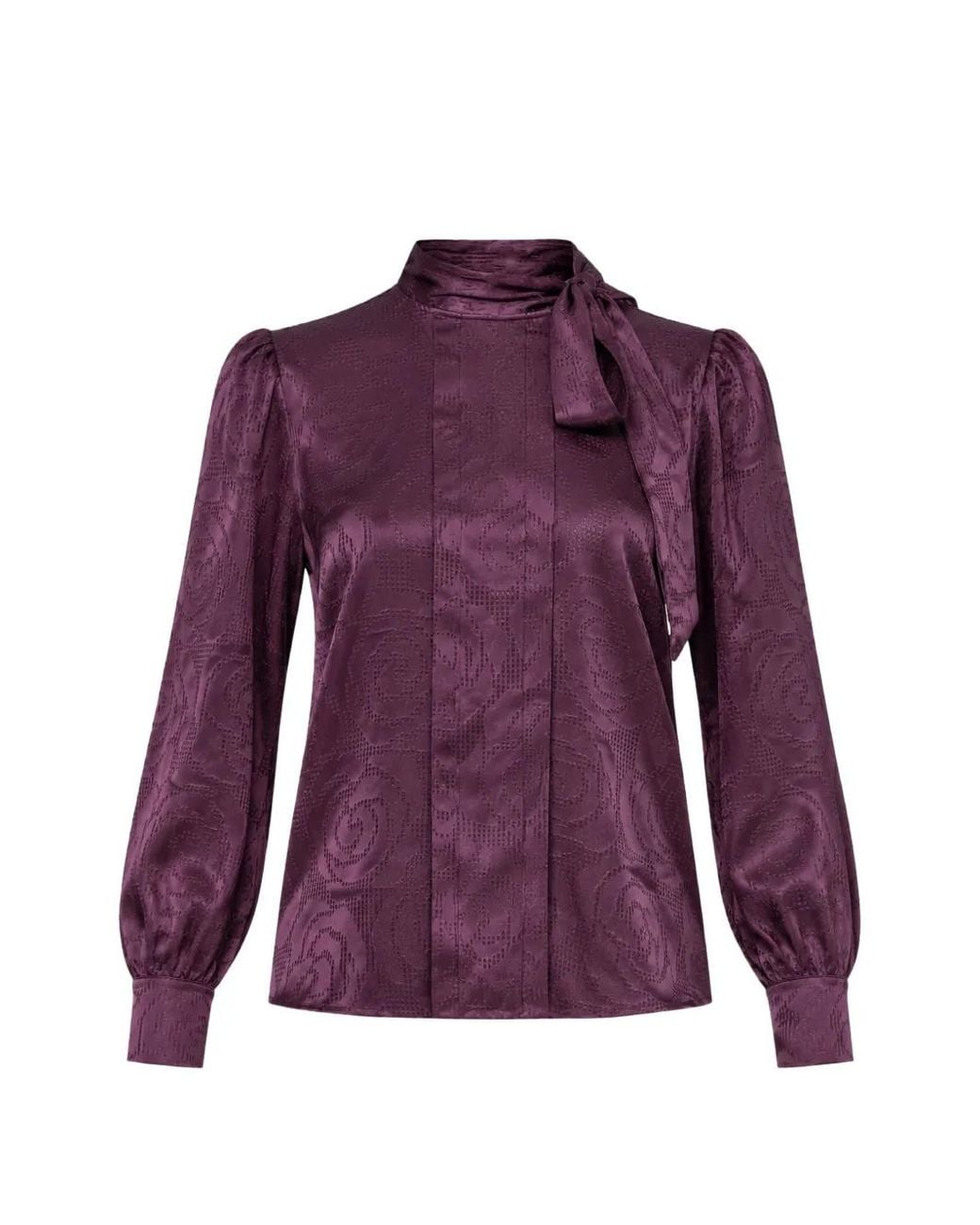 Nissa Purple Satin Viscose Top