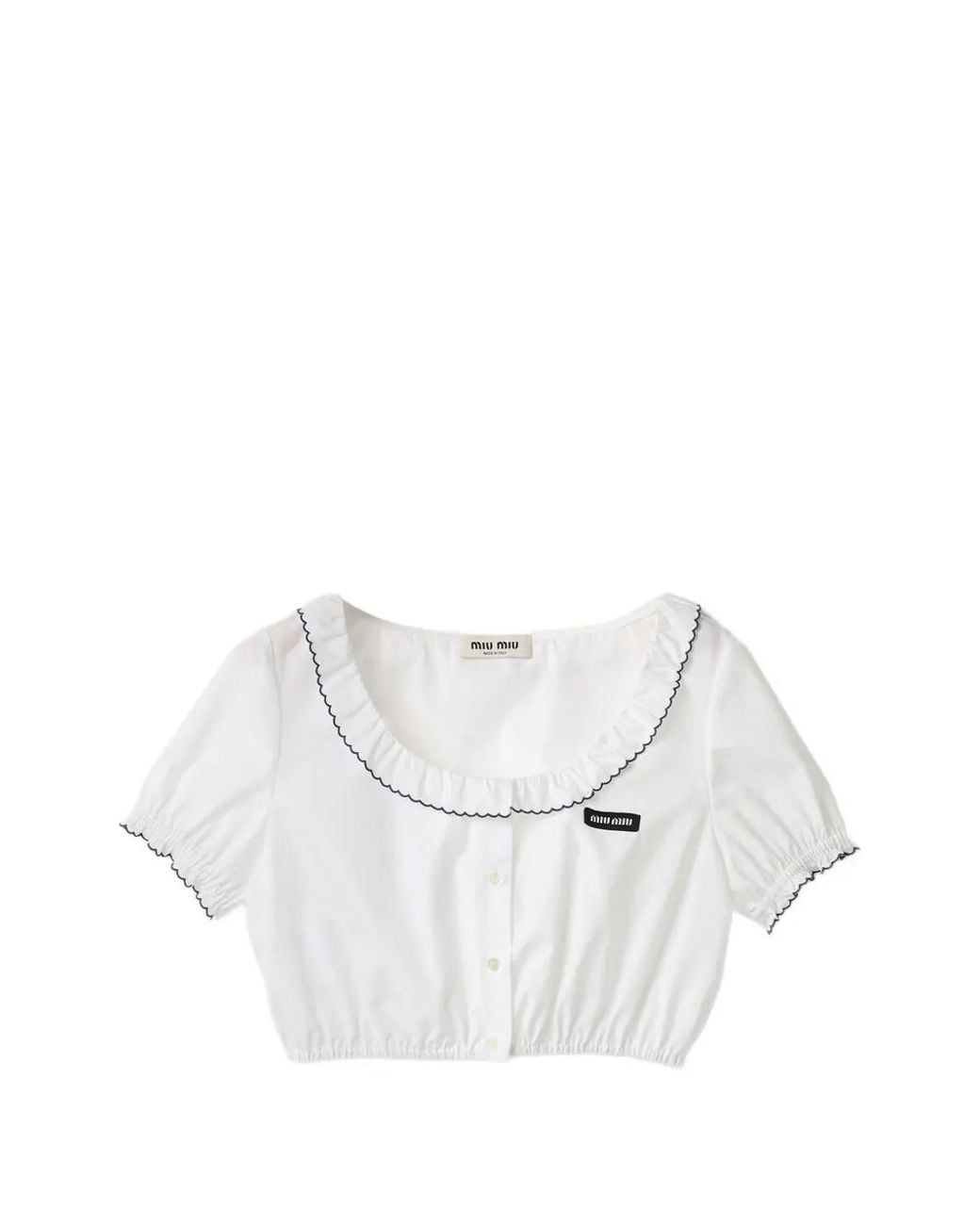 Miu Miu White Embroidered Poplin Crop Top