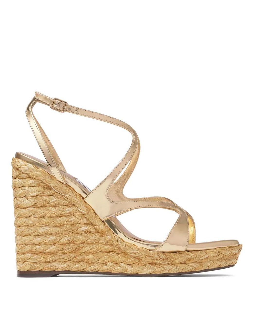 Jimmy Choo Metallic Ayla Raffia Wedged Sandals