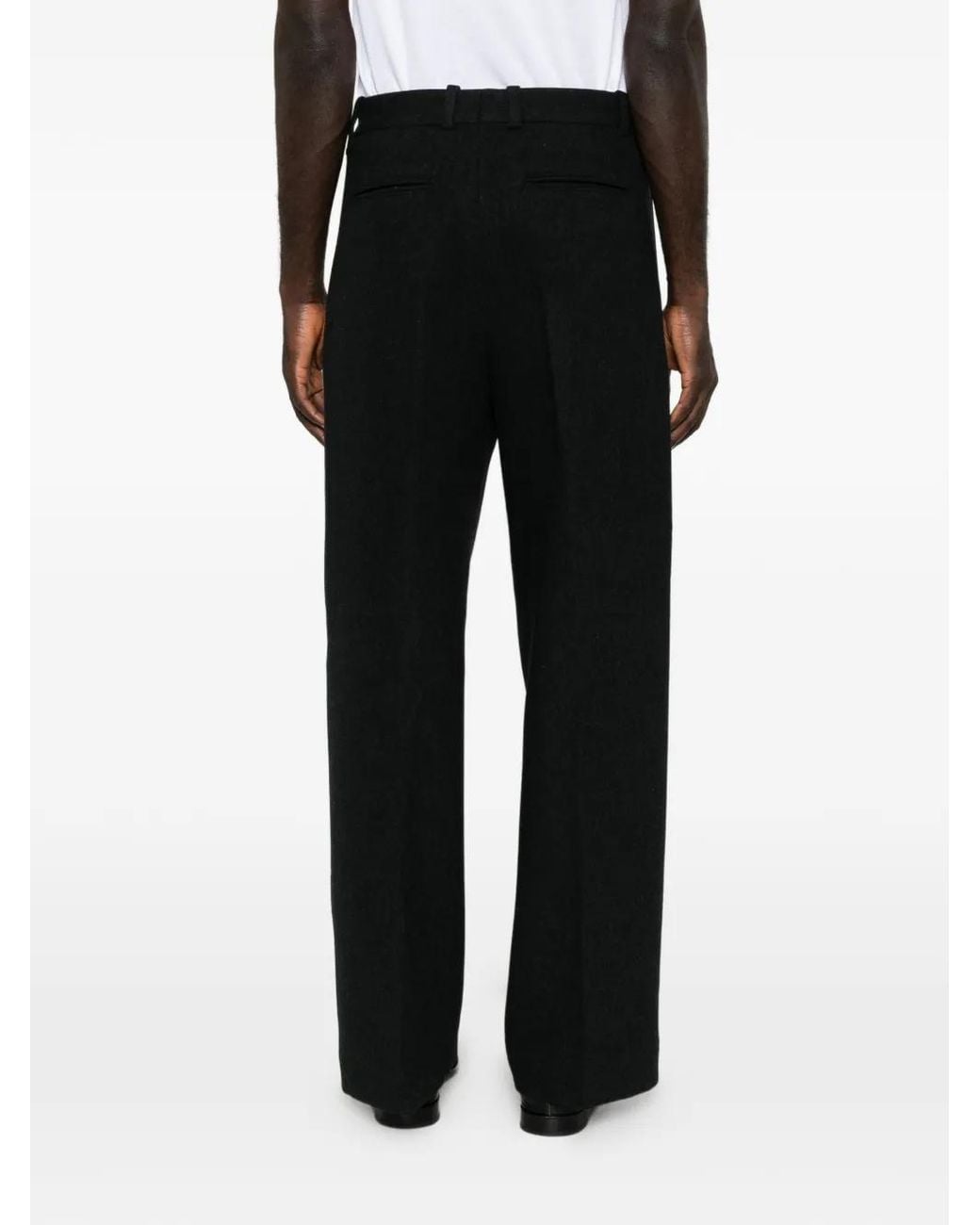 Jacquemus Black Pressed-Crease Wide-Leg Trousers for men