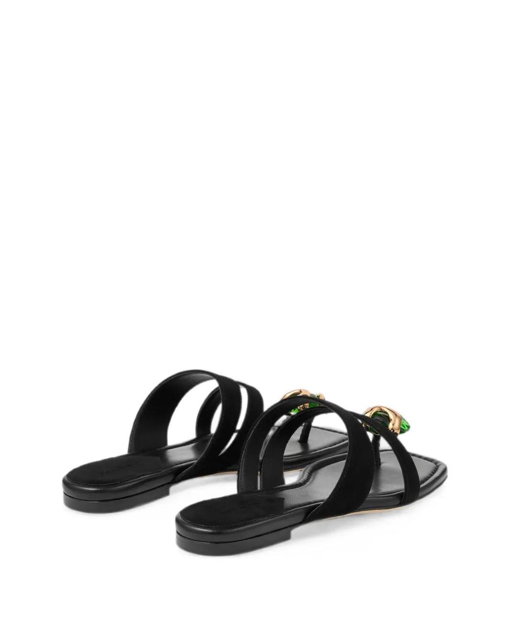 Jimmy Choo Black Emeri Stone Flat And Clover Suede Flat Sandals