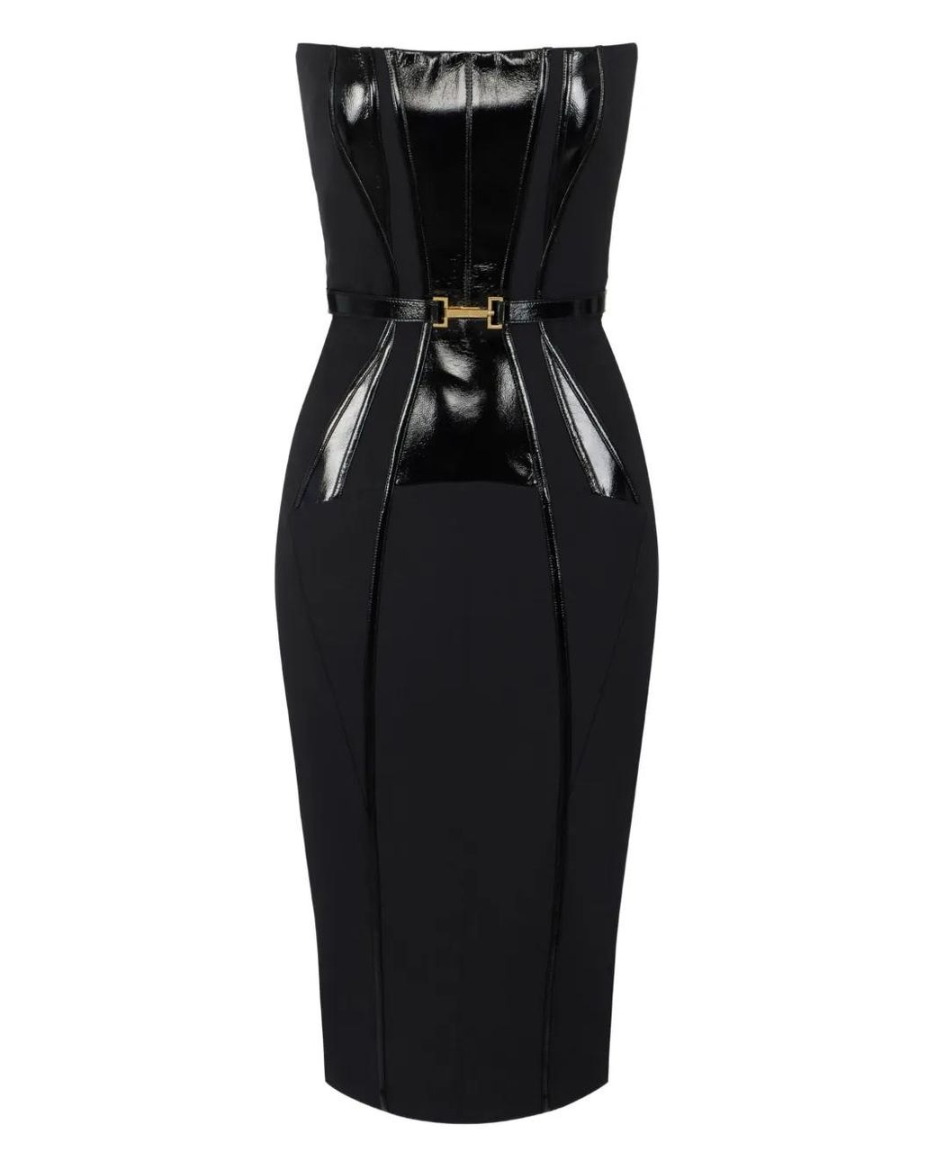 Elisabetta Franchi Black Belted Corset Dress