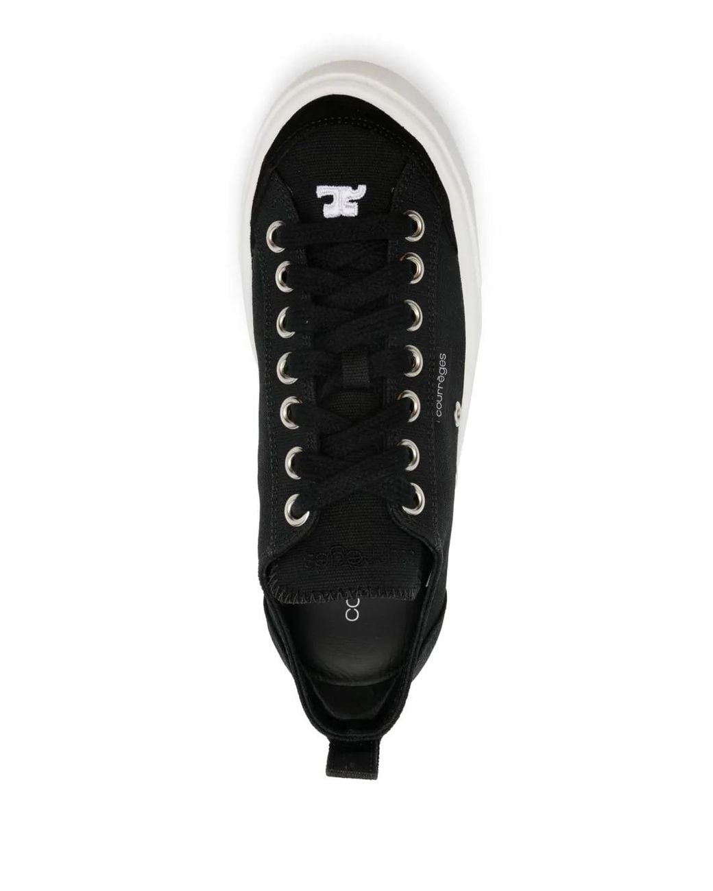 Courreges Black Canvas 01 Embroidered-Logo Sneakers