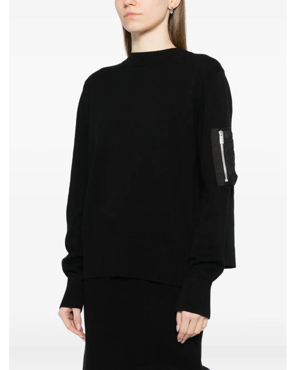 Sacai Black Nylon-Patch Jumper