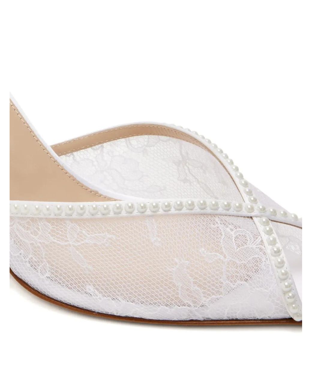 Andrea Wazen Katy Lace Pearl Mules in White | Lyst