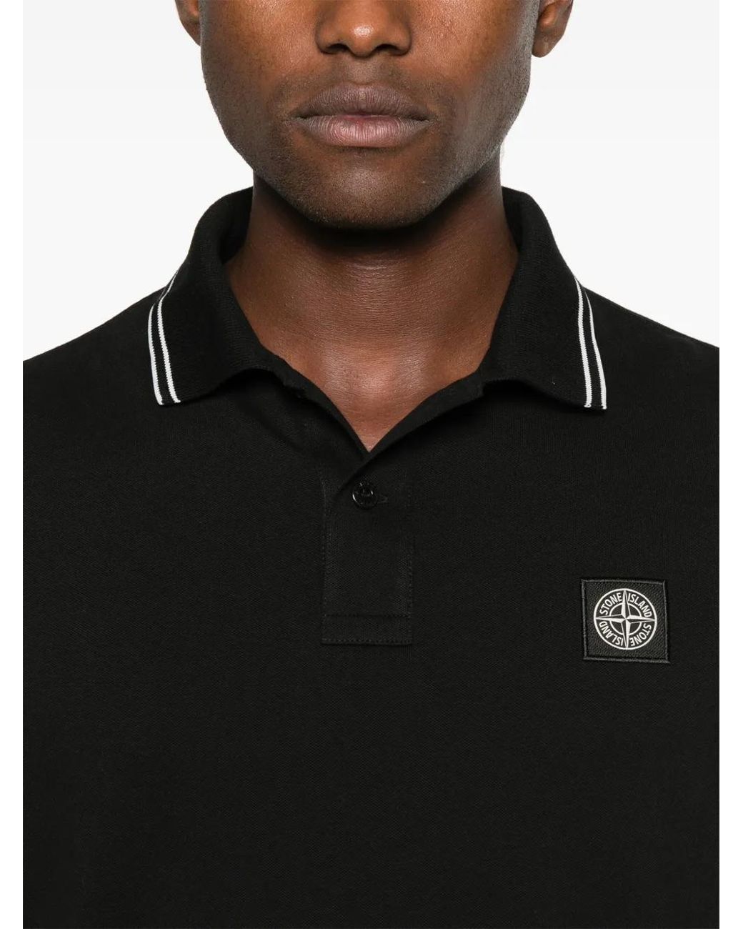 Stone Island Black Polo Shirt M/Lunga Slim Fit for men