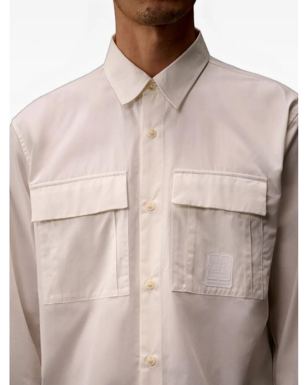 C P Company Pink Metropolis Series Gabardine Long Sleeve Button Shirt for men
