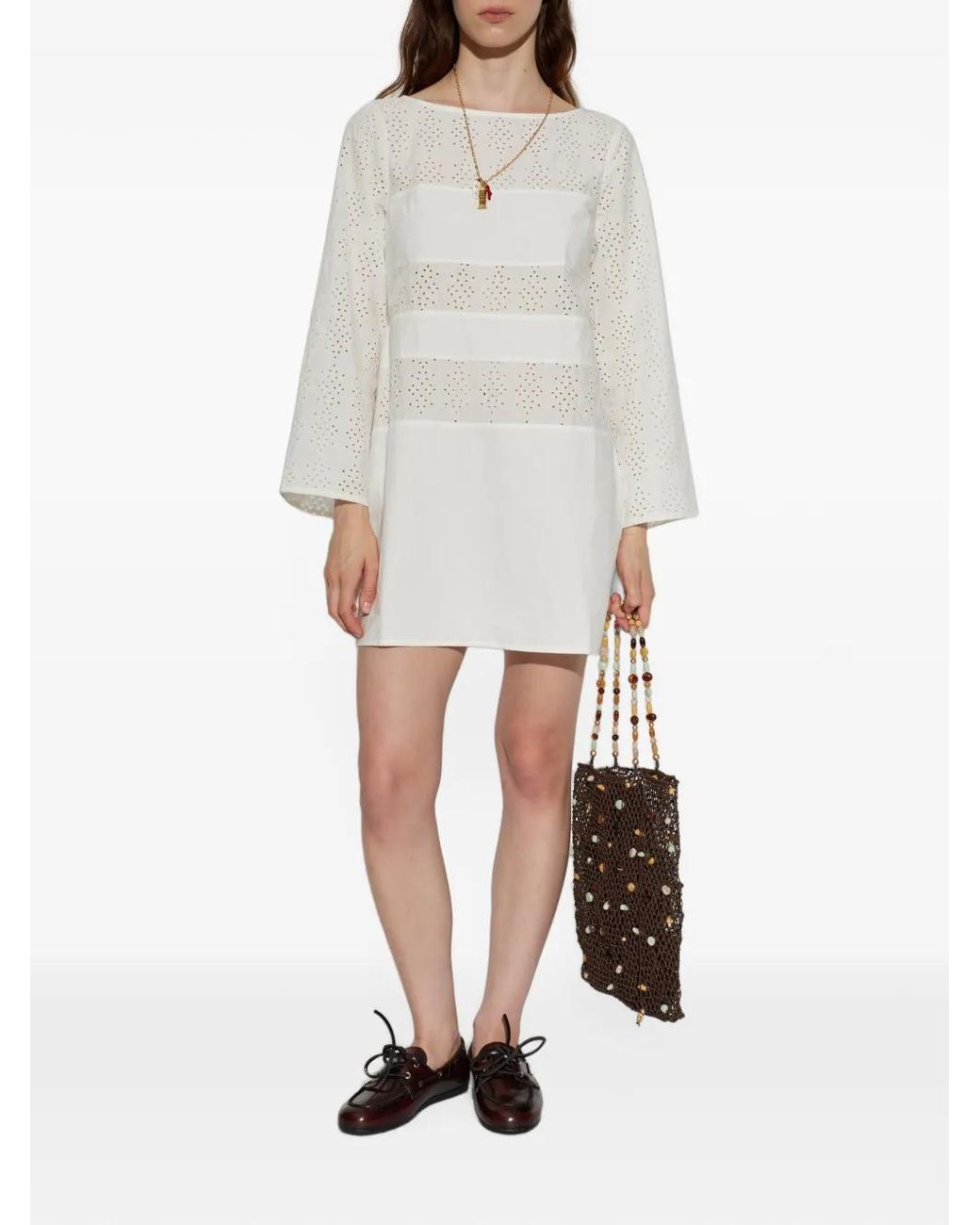 Posse White Harriet Broderie-Anglaise Mini Dress