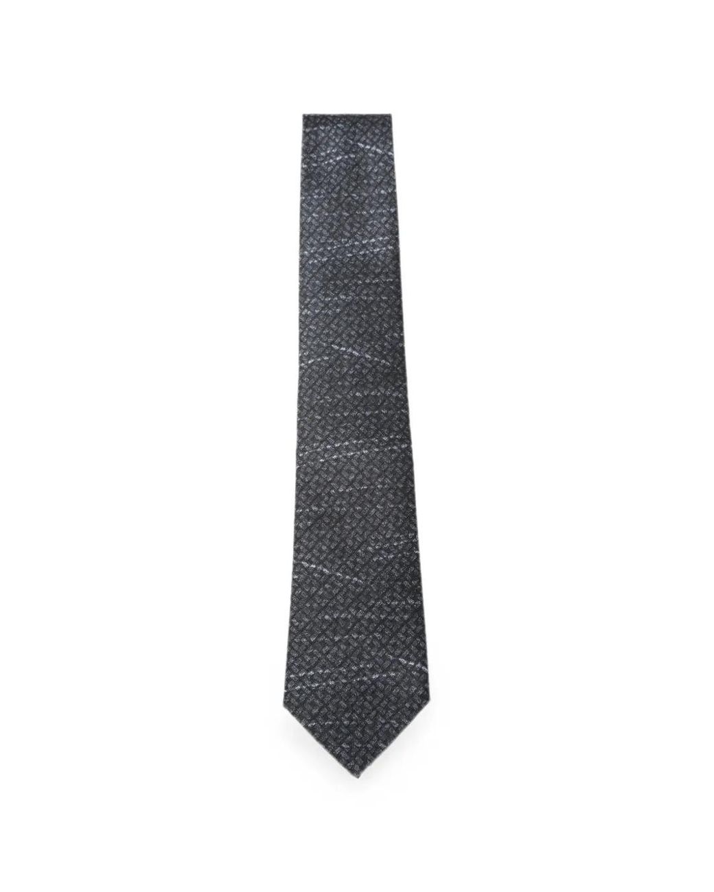 Emporio Armani White Geometric-Pattern Tie for men