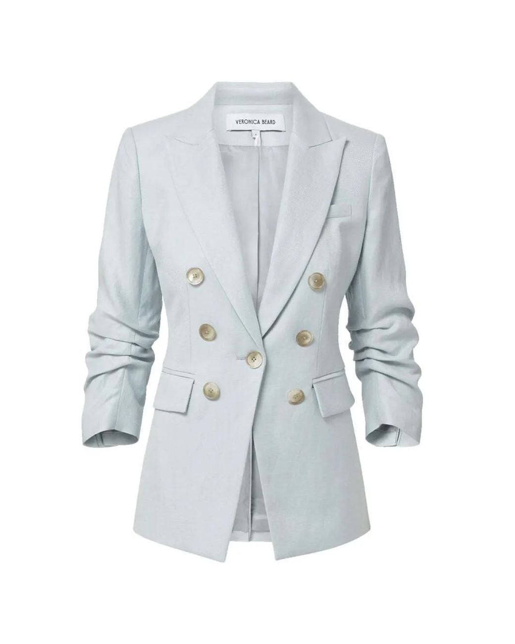 Veronica Beard Blue Tomi Dickey Ruched-Sleeve Blazer
