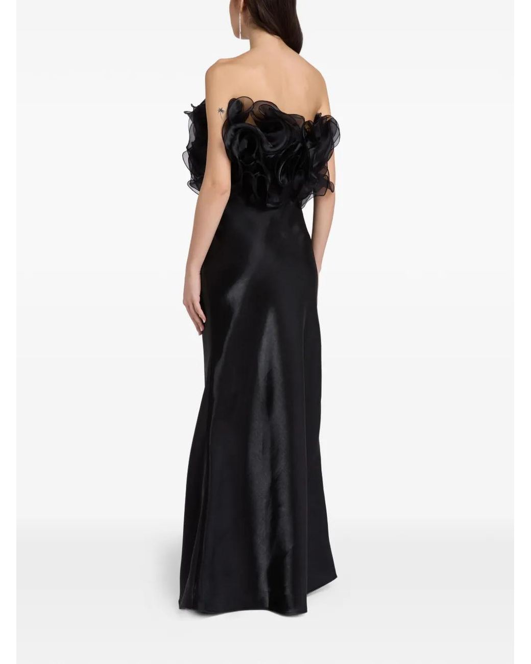 L'idée Black Cou Cou Ruffled Strapless Top