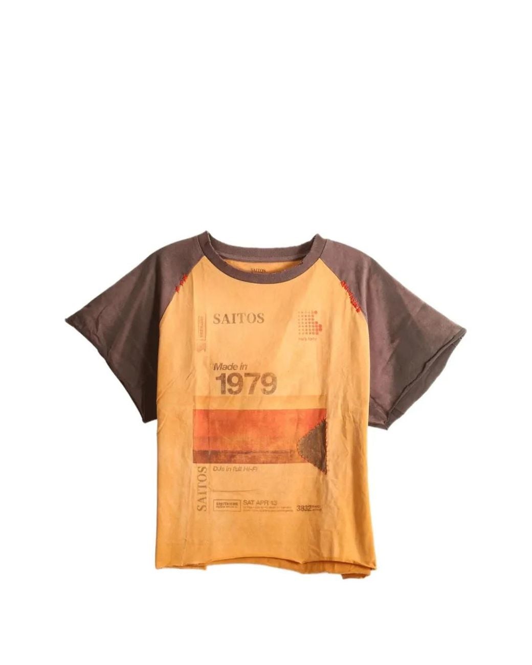 SAITOS Orange Graphic-Print Raglan-Sleeve T-Shirt