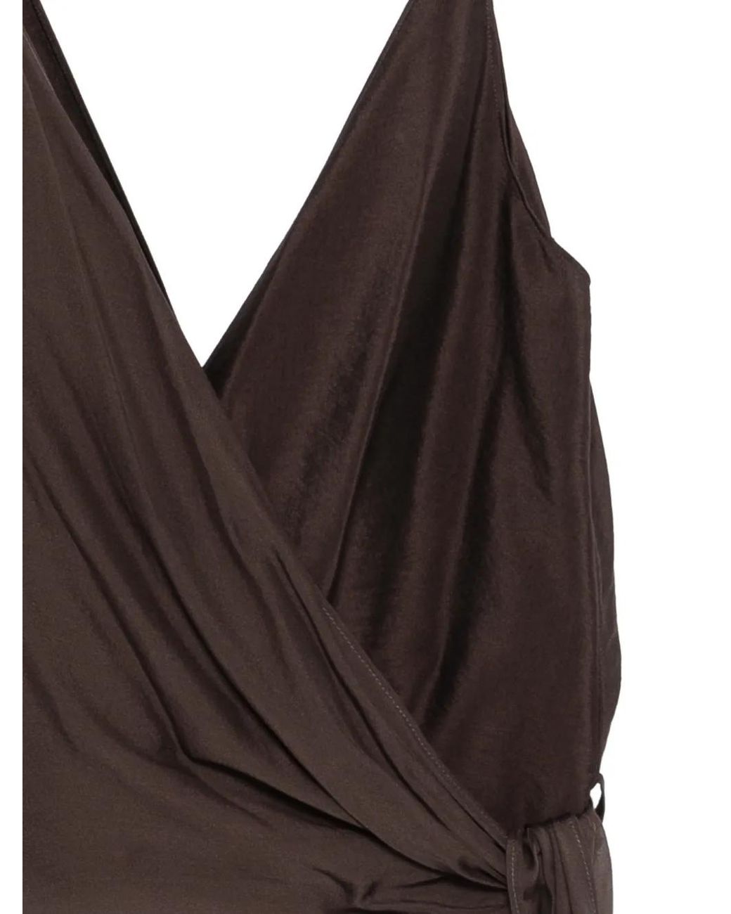 Alysi Brown Wrap-Tie Blouse