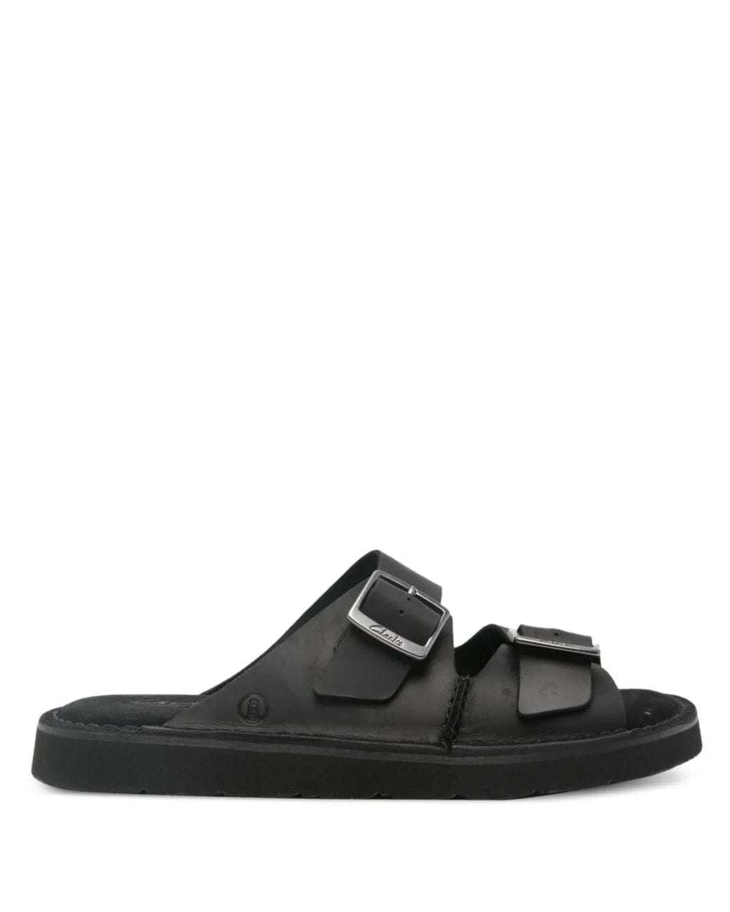 Clarks Black Solsbury Double-Buckle Sandals for men