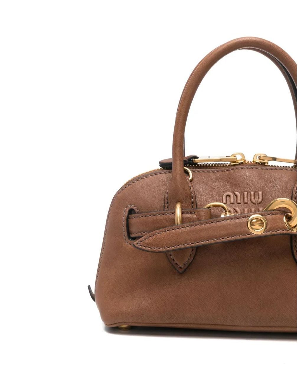 Miu Miu Brown Aventure Mini Nappa Leather Bag