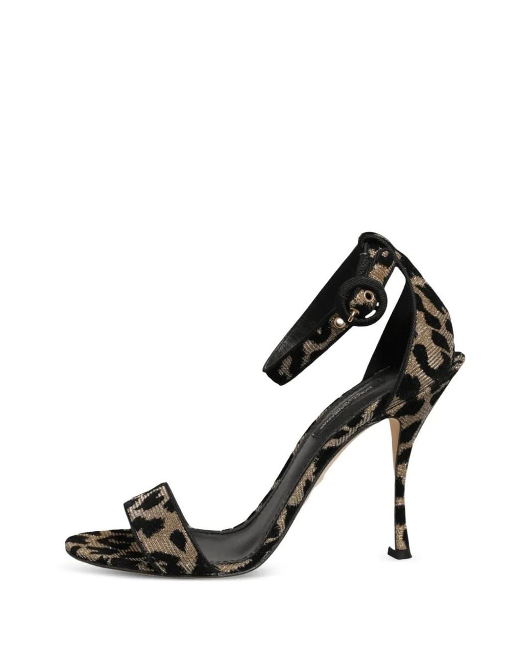 Dolce & Gabbana Black Leopard-Print Ankle-Strap Sandals