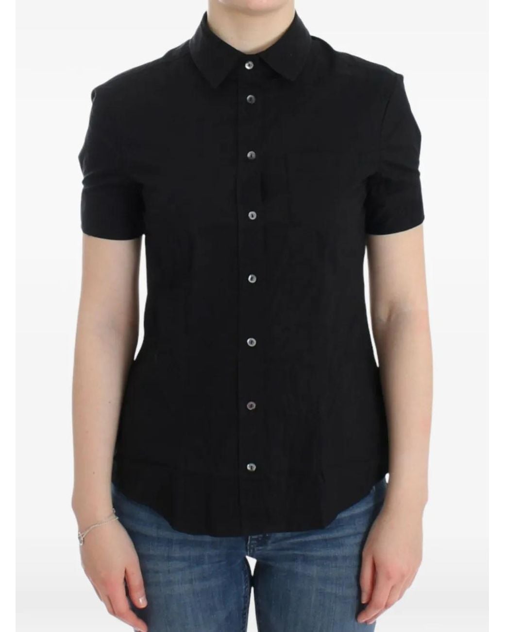 John Galliano Black Short-Sleeve Button-Up Shirt