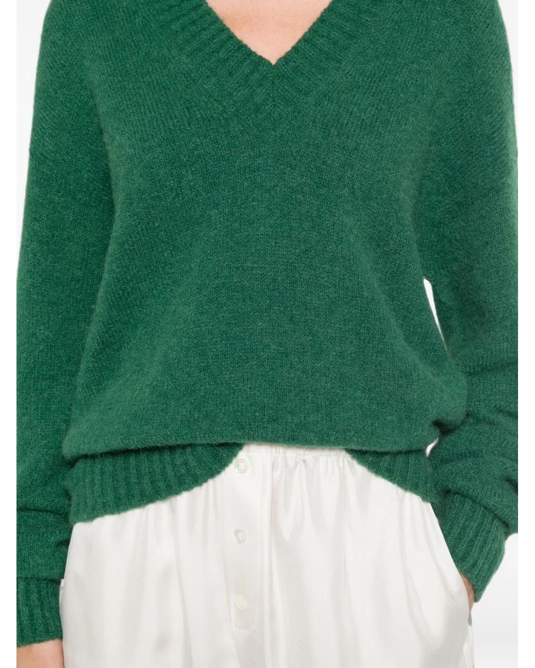 Weekend by Maxmara Green V-Neck Alpaca Sweater
