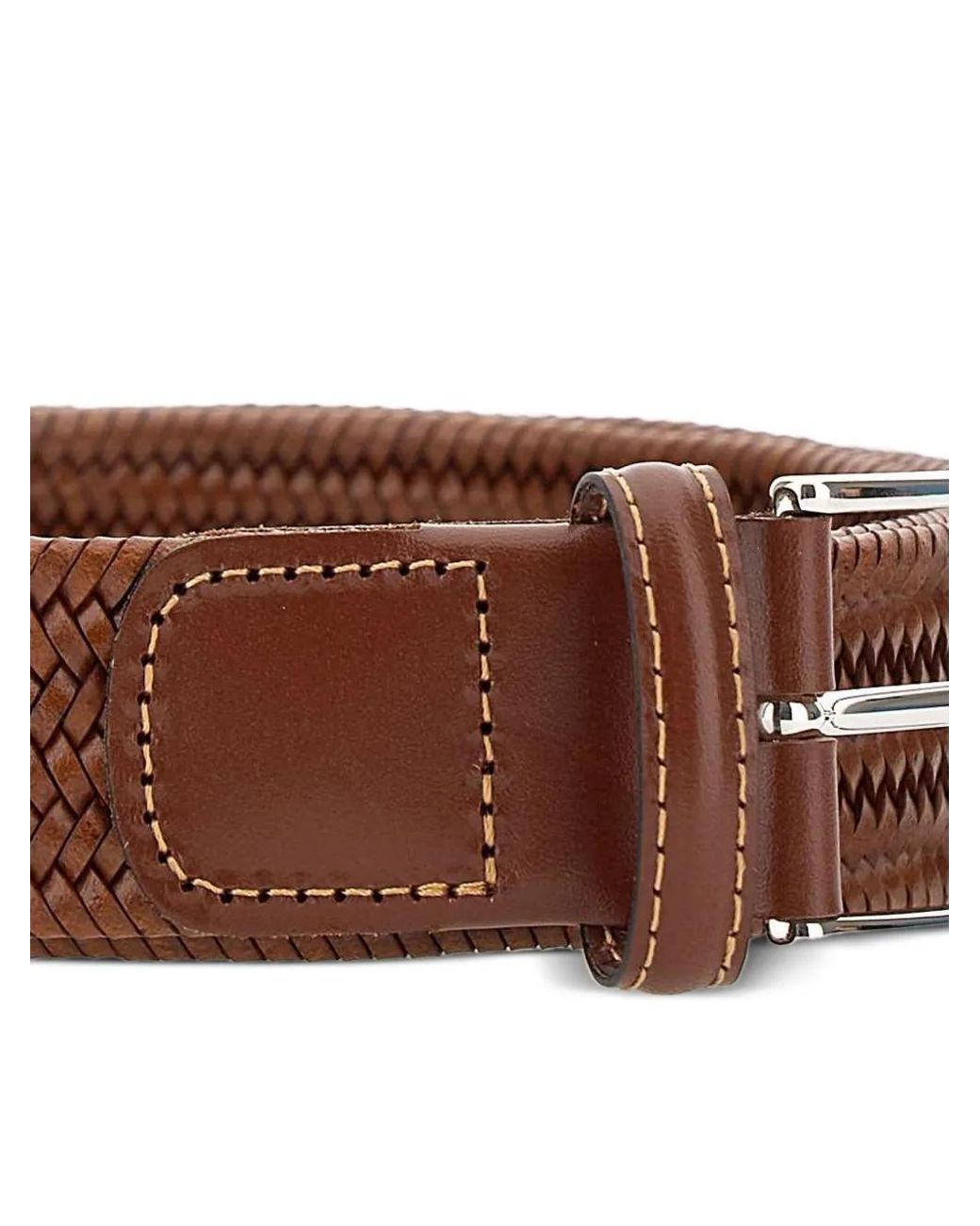 Athison Brown Woven Pin-Buckle Belt for men