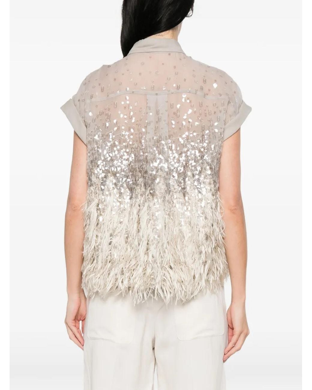Brunello Cucinelli White Silk Shirt