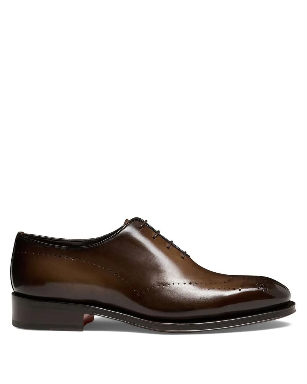 Santoni Brown Leather Oxford Shoes for men