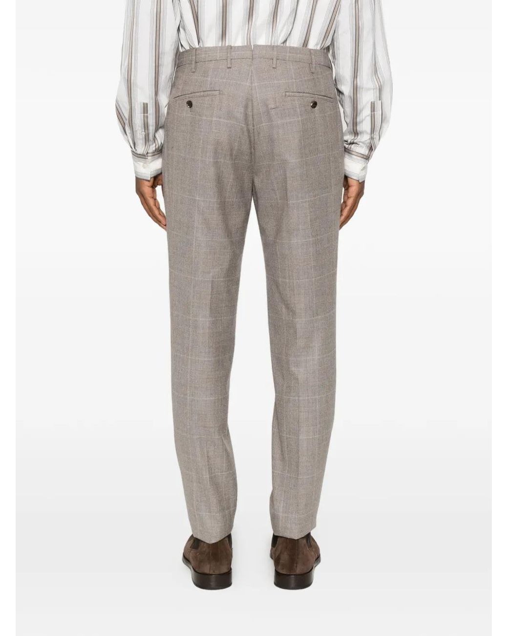 Incotex Gray Check-Pattern Trousers for men