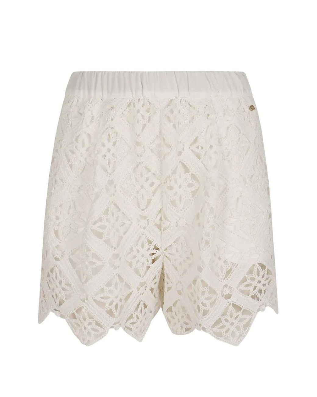 Herno White Crochet Scalloped Shorts