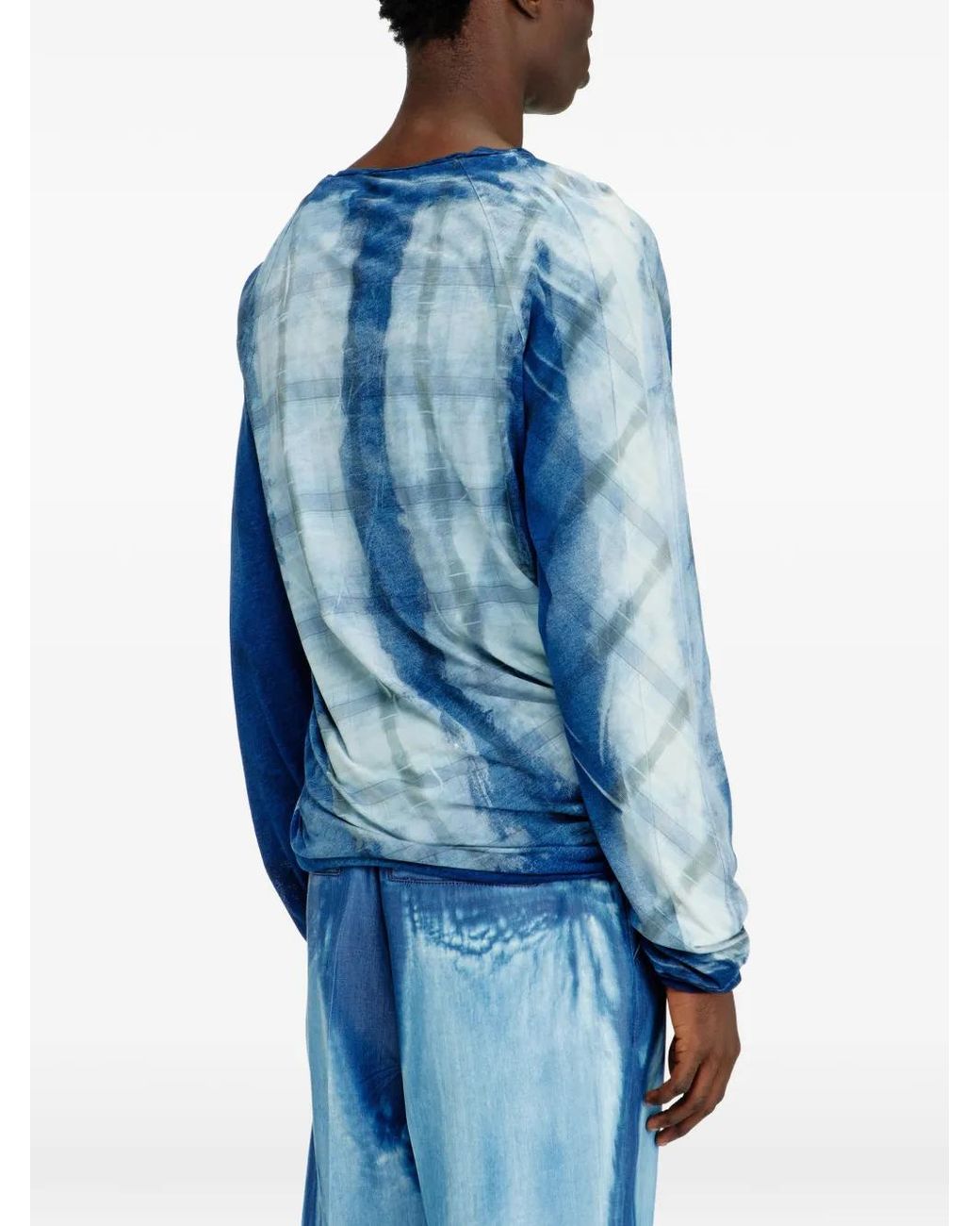 DIESEL Blue T-Shirt T-Anton À Carreaux for men
