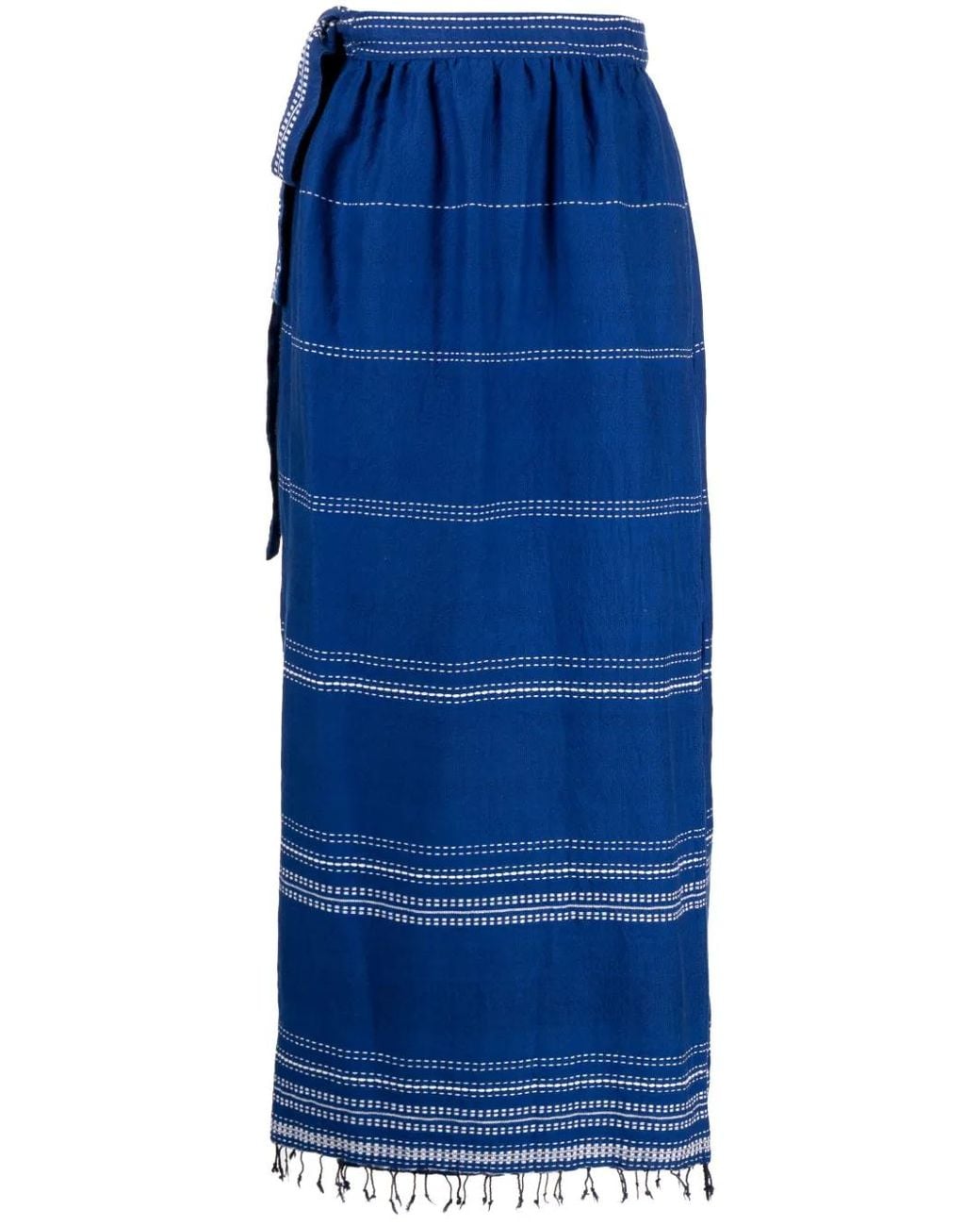 Lemlem Blue Inku Cotton Wrap Skirt