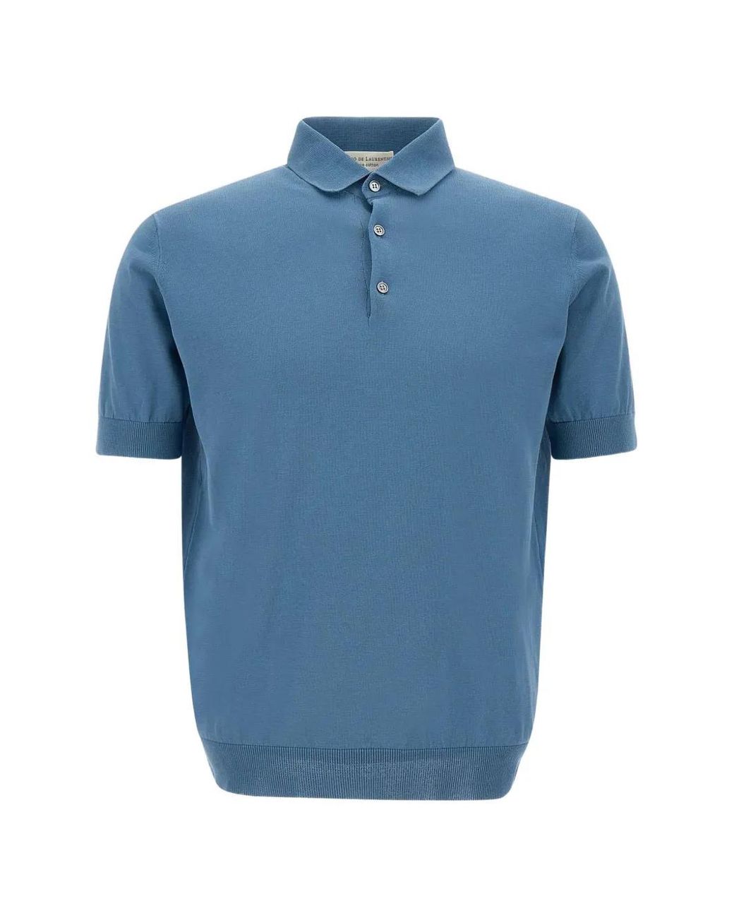 FILIPPO DE LAURENTIIS Blue Cotton Crepe Polo Shirt for men