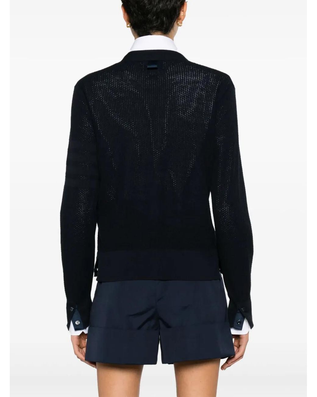 Thom Browne Black V-Neck Virgin Wool Cardigan