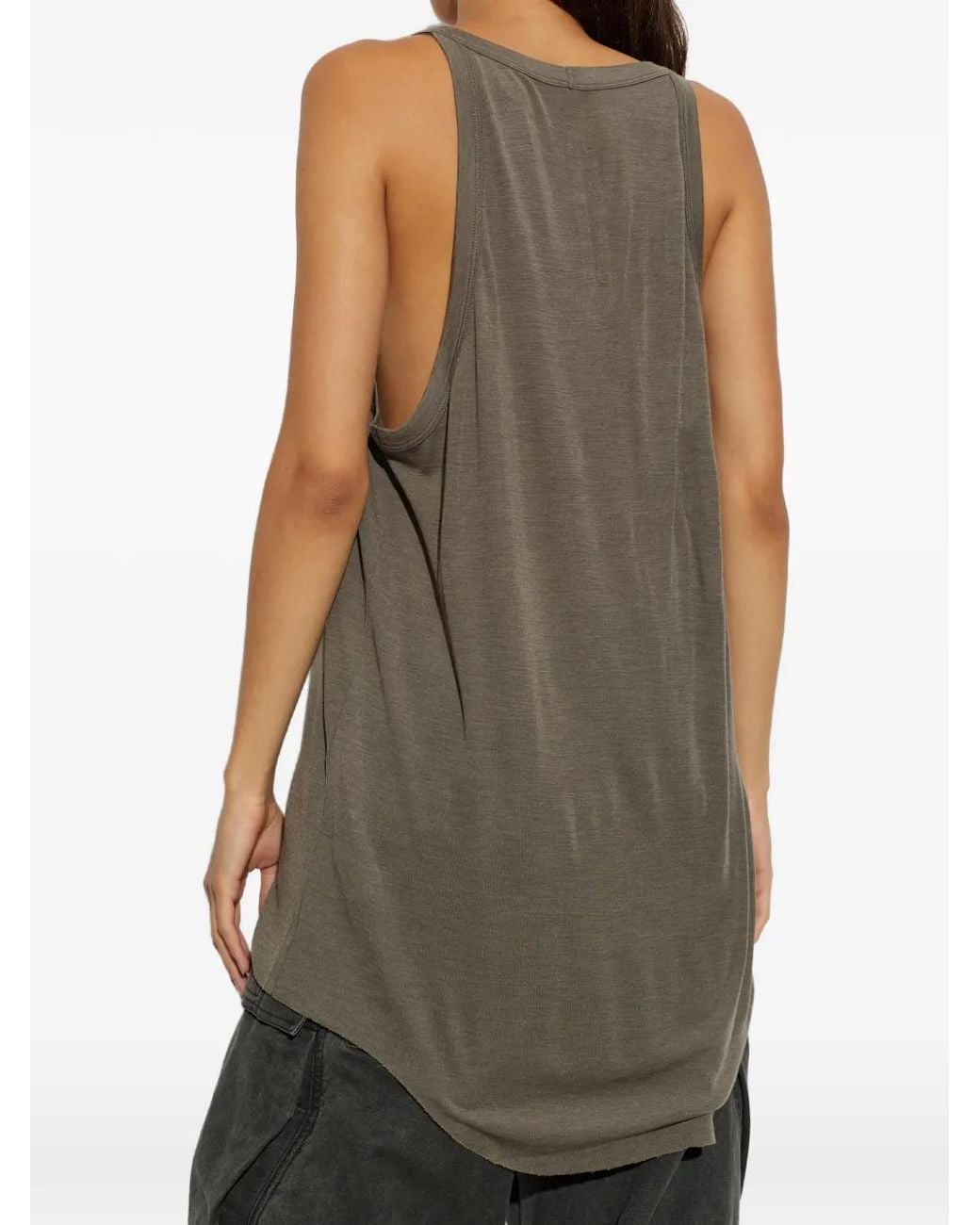 Rick Owens Natural Gigi Ribbed-Trim Tank Top