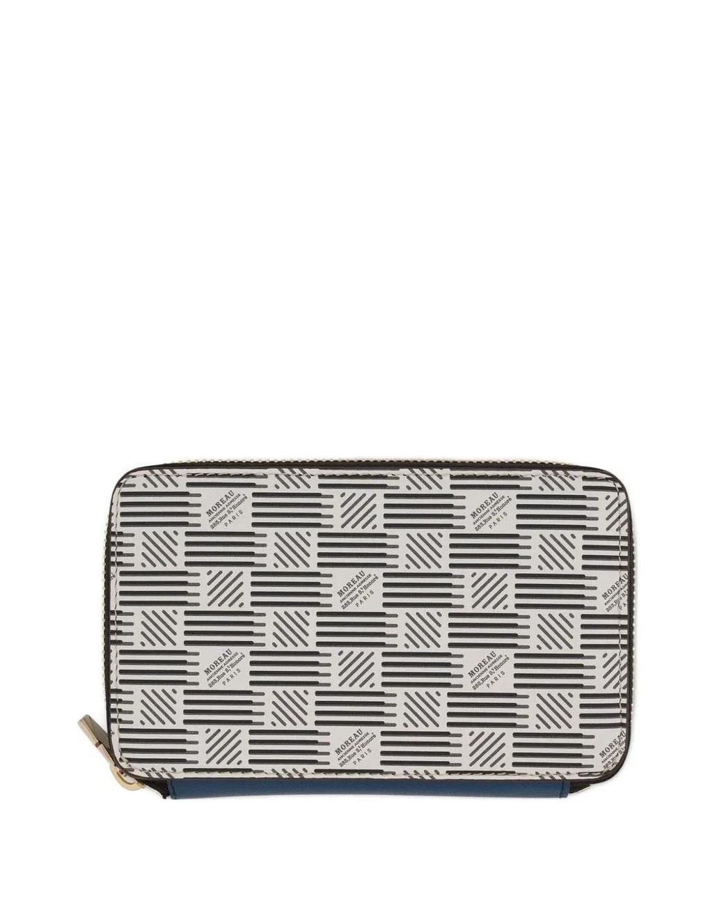Moreau Gray Signature-Motif Zip-Around Wallet