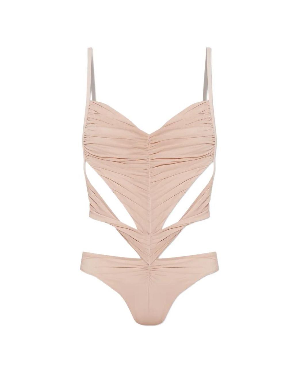DSquared² White Cut-Out Ruched Swimsuit