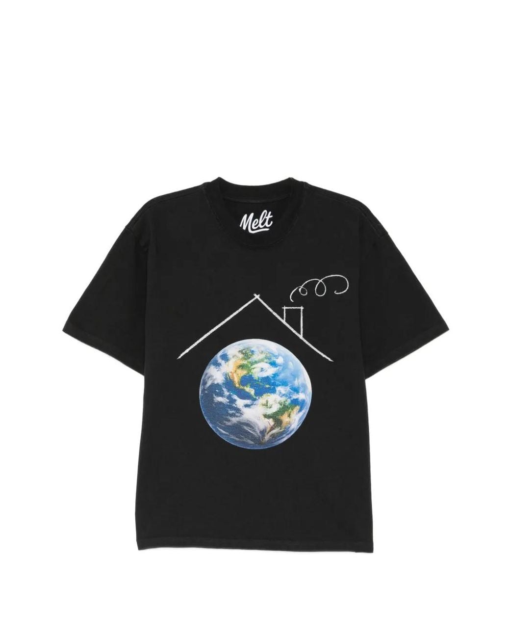 Melt Black Graphic-Print Round Neck T-Shirt for men
