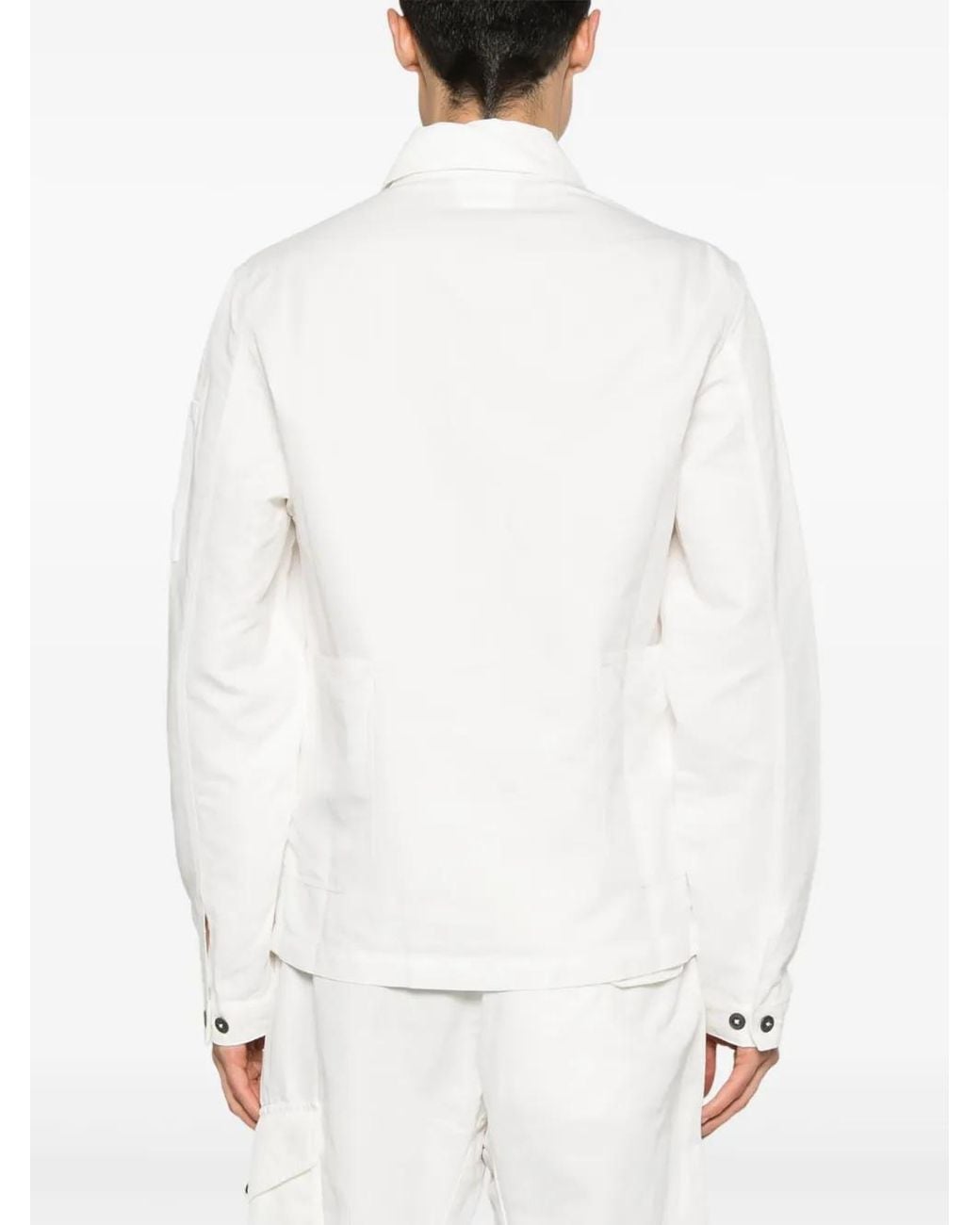 C P Company White Lens-Detailed Overshirt for men