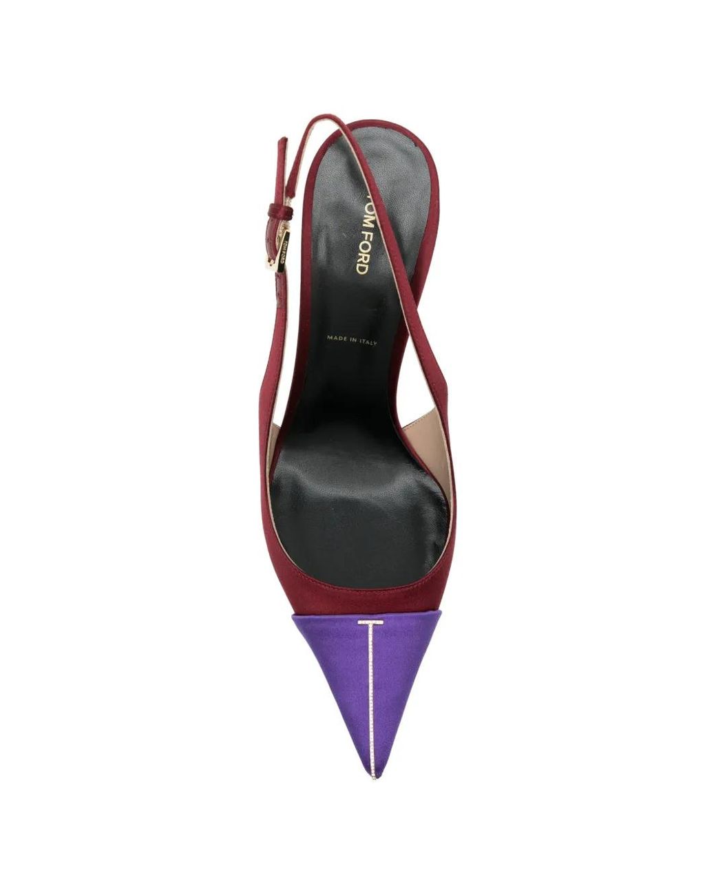 Tom Ford Purple Satin And Crystal Stones Thea Slingback Pumps