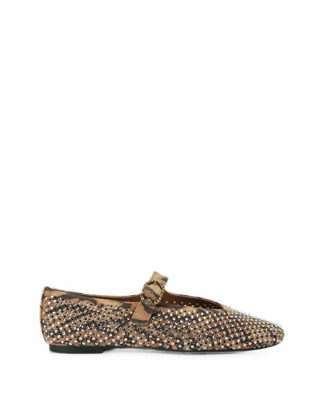 Kurt Geiger White Mayfair Crystal-Embellished Ballet Flats