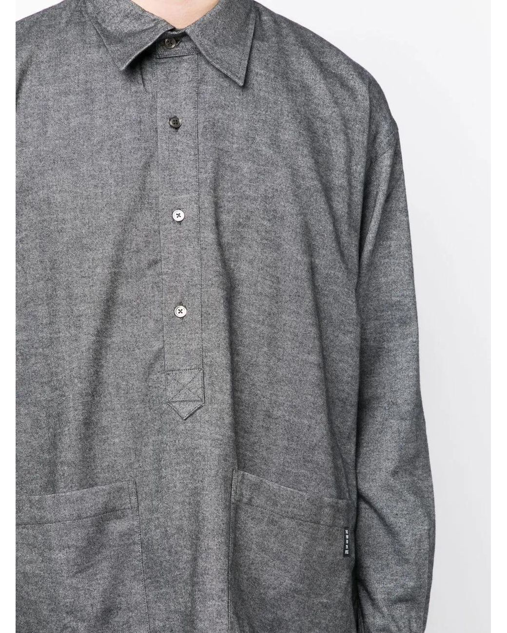 The Power for the People Gray Button Placket Long-Sleeve Shirt for men