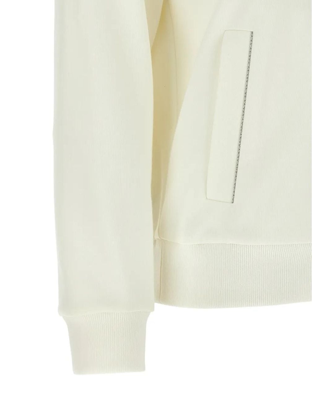 Peserico White Punto Luce Ribbed Knit Zip Sweatshirt