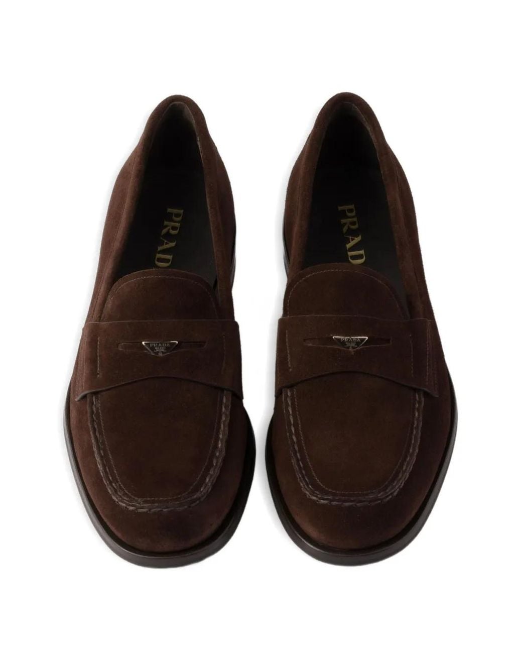 Prada Brown Suede Penny Loafers for men