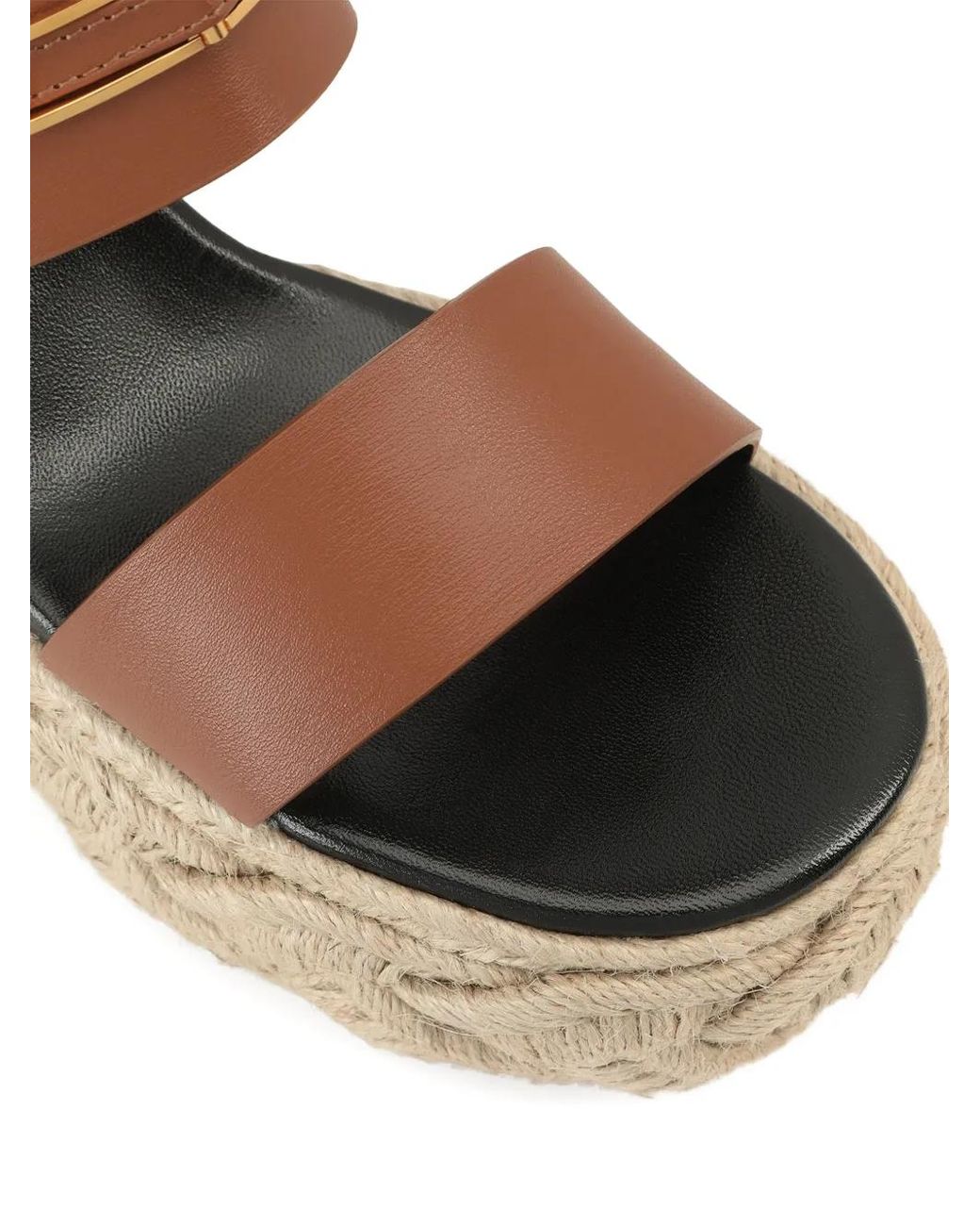Sergio Rossi Natural Bitt-Tone Hardware Sandals