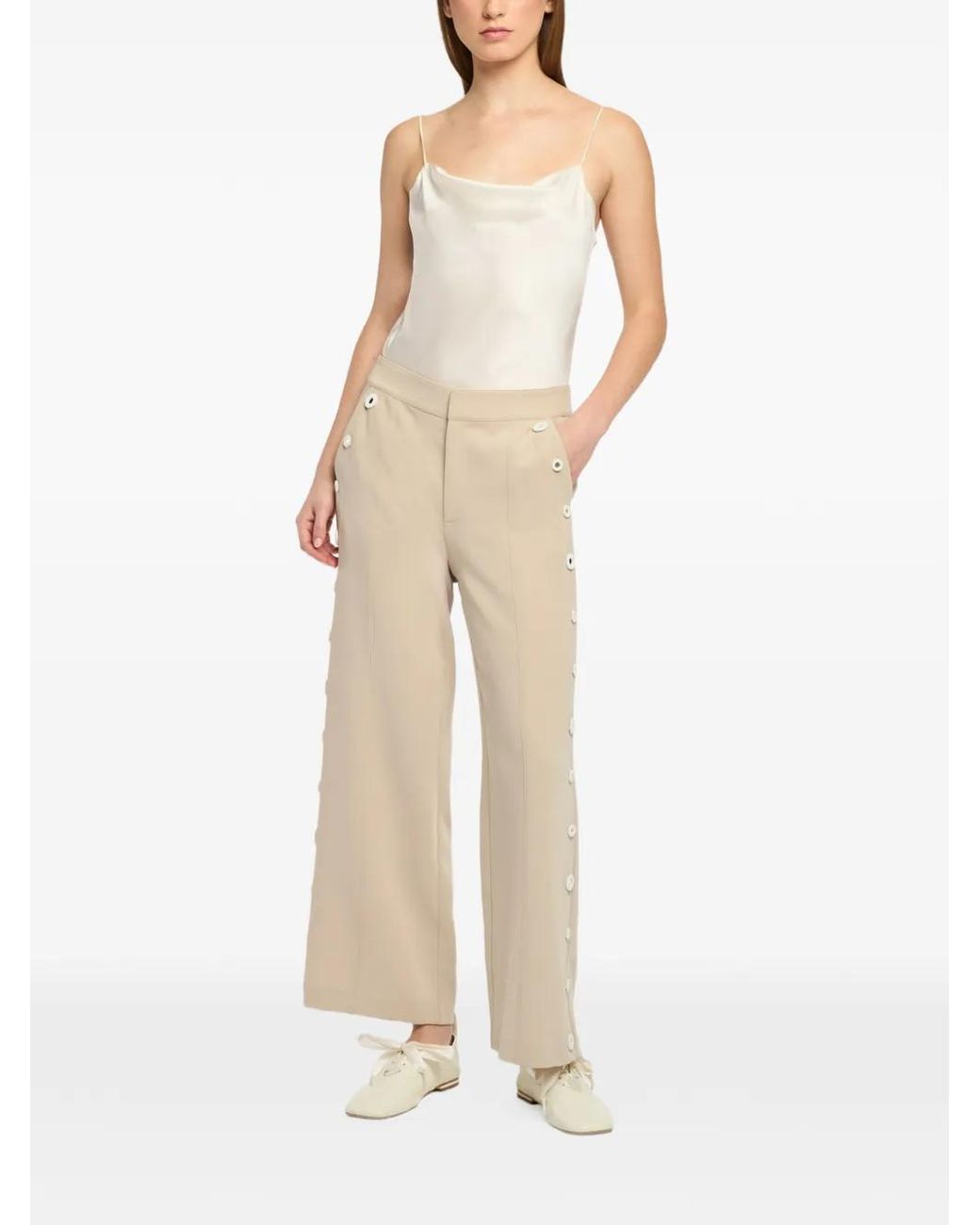 Cinq À Sept White Gilliana Crochet-Detail Trousers